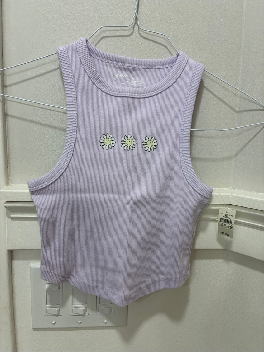 aerie Lavender Ribbed Daisy Crop Tank